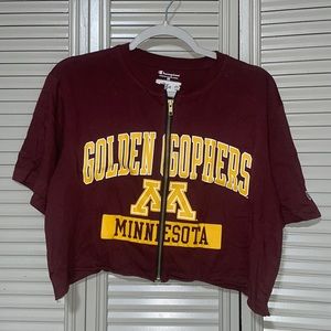 UMN Gophers zipper cropped tee